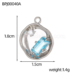 Flat Round Charms 304 Stainless Steel Cubic Zirconia Pendants&nbsp;STAS-OY004-26P