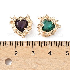 Brass & Glass Micro Pave Cubic Zirconia Pendants&nbsp;KK-S532-04KCG