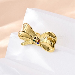304 Stainless Steel with Rhinestone Adjustable Cuff Rings&nbsp;RJEW-Q020-18G