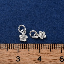 真鍮製マイクロパヴェキュービックジルコニアチャーム  長持ちメッキ  花  銀  6x4x1mm  穴：2.3mm&nbsp;KK-C071-10S