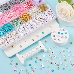 DIYポリマークレイビーズブレスレット作成キット  ディスポリマークレイビーズを含む  ccbプラスチック＆真鍮＆アクリルビーズ  はさみと伸縮性のある糸  ミックスカラー  ポリマークレイビーズ：約93個/バッグ&nbsp;DIY-FS0002-29