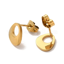 PVD真空メッキ304ステンレススチールスタッドピアス  中空の涙  ゴールドカラー  9x8mm&nbsp;EJEW-Z040-52G