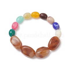 女性用アクリルビーズストレッチブレスレット  ナゲット＆バレル  キャメル  内径：2-3/8インチ（6.1cm）&nbsp;BJEW-JB12166-03