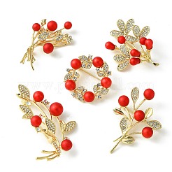 5Pcs 5 Styles Alloy Rhinestone Brooch&nbsp;JEWB-CJ0001-09