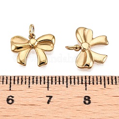 イオンプレーティング（IP）304ステンレススチールチャーム  丸カン付き  蝶結び  ゴールドカラー  9.5x12x2mm  穴：2.4mm&nbsp;X-STAS-H100-20G
