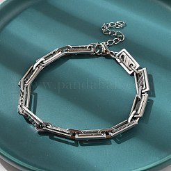 304ステンレススチール長方形リンクチェーンブレスレット男性と女性用  ステンレス鋼色  8-1/2インチ（21.5cm）&nbsp;BJEW-D042-43P