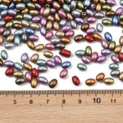 電気メッキマットガラスビーズ  ライス  ミックスカラー  6x4.5mm  穴：1mm  約66個/袋&nbsp;EGLA-K064-01