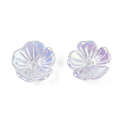 5枚の花びらの電気メッキアクリルビーズキャップ  花  ホワイトスモーク  11x11x3.5mm  穴：1.5mm&nbsp;X-PACR-T014-05