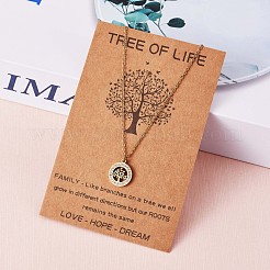 クリア キュービック ジルコニア ツリー オブ ライフ ペンダント ネックレス  女性のための鉄のアクセサリー  ゴールドカラー  17.32インチ（44cm）&nbsp;JN1048A