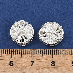 真鍮パヴェキュービックジルコニアマルチ連リンク  長持ちメッキ  オーバル  銀色のメッキ  透明  12.5x11.5x6mm  穴：2mm&nbsp;ZIRC-F145-06S-01