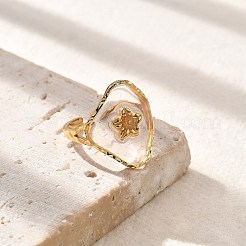 樹脂フィンガー指輪  女性用304ステンレススチールオープンカフリング  18KGP本金メッキ  菱形  20mm  調整可能&nbsp;STAS-Z112-15G-03