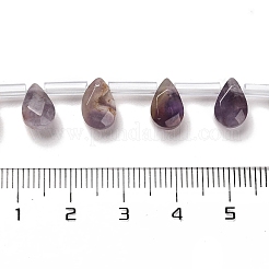 天然石アメジストビーズ連売り  多面カット  ティアドロップ  トップ掘削  9x6x4mm  穴：0.8mm  約30~32個/連  16.54''（42センチメートル）&nbsp;G-Q167-A04-02