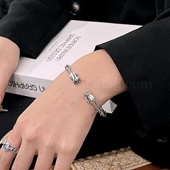 女性用ローズ合金カフバングル  アンティークシルバー  内径：2-3/8インチ（6cm）&nbsp;FS-WGA3415-01