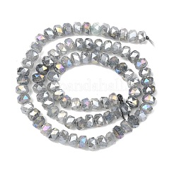 ジェイド風ガラスビーズ連売り  ロンデル  ABカラーメッキ  多面カット  グレー  6x4~4.5mm  穴：1.2mm  約89~92個/連  14.53~14.76''（36.9~37.5センチメートル）&nbsp;EGLA-F167-03A-05