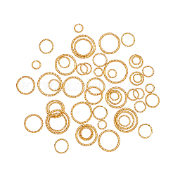 6スタイルのアイアンテクスチャ丸カン  オープン丸カン  ジュエリー作りのための  ゴールドカラー  7.5x1mm  内径：5.5mm  305個/箱&nbsp;IFIN-CJ0001-52