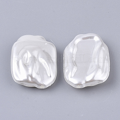 ABSプラスチックパール調ビーズ  長方形  乳白色  25x18x6.5mm  穴：1.4mm  約300個/500g&nbsp;OACR-T022-10