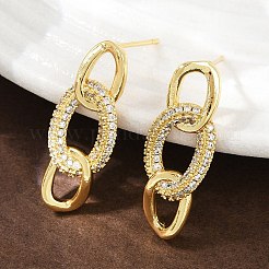 Brass Micro Pave Cubic Zirconia Stud Earrings for Women&nbsp;EJEW-K312-02G