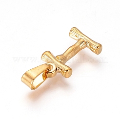 304ステンレスペンダント  竹風  文字L  イオンプレーティング（ip）  18KGP本金メッキ  文字.i  18x11x3mm  穴：3x7mm&nbsp;X-STAS-F235-01G-I