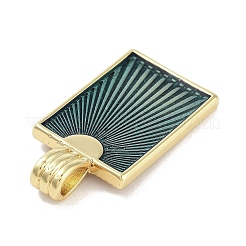 本物の 18k ゴールド メッキ ラック メッキ真鍮エナメル ペンダント  長持ちメッキ  鉛フリー＆カドミウムフリー  長方形のチャーム  ダークスレートグレー  29.5x15.5x2.5mm  穴：6x3mm&nbsp;KK-M293-43G-01