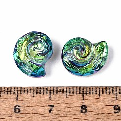140個の電気メッキガラスチャーム  シェル形状  ダークシアン  14x12x5.5mm  穴：1~1.5mm&nbsp;EGLA-T029-05D