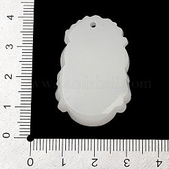 天然の白翡翠の彫刻ペンダント  十二支のチャーム  豚  35~37.5x22.5~24.5x8~12mm  穴：1.6~1.8mm&nbsp;G-S384-01L