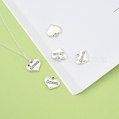 新郎のラインストーンのチャーム付きの結婚式のテーマアンティークシルバートーンチベットスタイル合金ハート  カドミウムフリー＆鉛フリー  クリスタル  14x16x3mm  穴：2mm&nbsp;TIBEP-N005-20A
