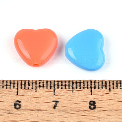 不透明なアクリルビーズ  ハート  ミックスカラー  10.8~11x12.1x4.8~5mm  穴：1.8mm  約1162個/500g&nbsp;SACR-T017-39