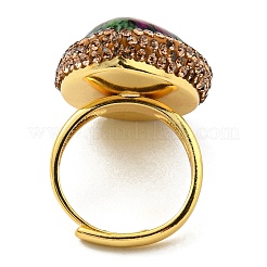 Natural Ruby in Zoisite Teardrop Adjustable Ring with Rhinestone&nbsp;RJEW-D005-08G