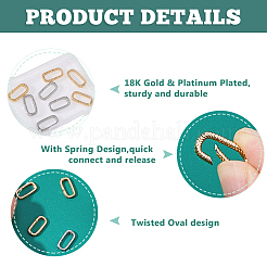 8Pcs 2 Colors Brass Spring Gate Rings&nbsp;KK-HS0015-10
