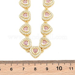 Brass Pave Pink Cubic Zirconia Heart Tennis Necklaces&nbsp;KK-CBA4547-17B-G