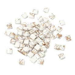 2ホールガラスシードビーズ  アンティークスタイル  正方形  ホワイト  5x4.5~5.5x2~2.5mm  穴：0.5~0.8mm&nbsp;SEED-S023-26C-13