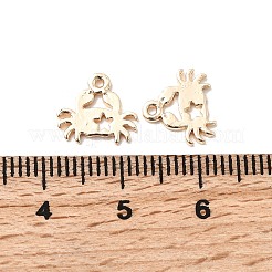 真鍮チャーム  星のチャームが付いたカニ  18KGP本金メッキ  9.5x10.5x1mm  穴：1mm&nbsp;KK-A277-06G