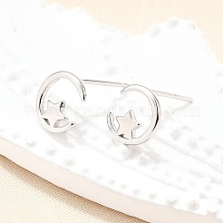 925スターリングシルバースタンドピアス  プラチナ  スター  8x7.5mm&nbsp;EJEW-P305-01E-P