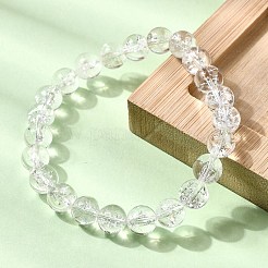 天然水晶ラウンドビーズストレッチブレスレット（女性用）  ビーズ：8mm  内径：2-1/8インチ（5.3cm）&nbsp;BJEW-L712-B03-8mm