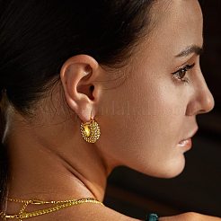 Round Bead Brass Hoop Earrings&nbsp;FS-WG87EDF-01