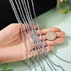 5ヤードの合金ガラスラインストーンカップチェーン  プラチナ  カラフル  3x2.5x2.5mm&nbsp;AJEW-TA0002-49D