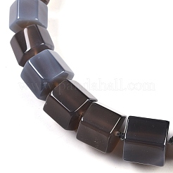 Natural Grey Agate Hexagon Prism Graduated Beaded Necklaces for Women Men&nbsp;NJEW-K388-03K