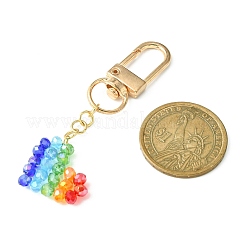 カラフルなガラスのハートのペンダント装飾  合金回転式ナスカン付き  ライトゴールド  6.85cm&nbsp;KEYC-TA00013