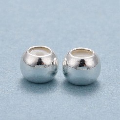 ラックメッキ真鍮製ビーズ  内部のシリコーン  カドミウムフリー＆鉛フリー  ロンデル  長持ちメッキ  銀色のメッキ  6x4.5mm  穴：1.2mm&nbsp;KK-C237-03D