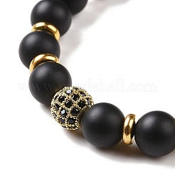 3Pcs Natural Dyed & Heated Black Agate and Coconut Beads Stretch Bracelets Set&nbsp;BJEW-JB08933