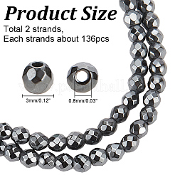 2 Strands Non-magnetic Synthetic Hematite Beads Strands&nbsp;G-AR0005-90