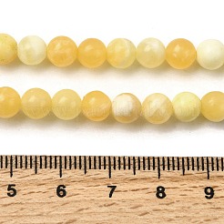 天然の黄翡翠ビーズ連売り  ラウンド  グレードAB  6mm  穴：0.8mm  約62個/連  14.96''（38センチメートル）&nbsp;X-G-A274-A01-6mm
