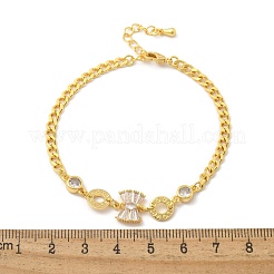 Brass Micro Pave Clear Cubic Zirconia Link Bracelets&nbsp;BJEW-U020-08G