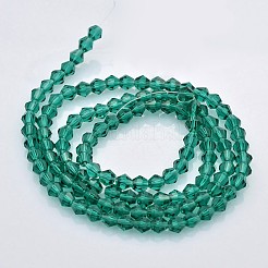 ガラスビーズ連売り  ABカラーメッキ  多面カット  双円錐形  ライトシーグリーン  4x4mm  穴：0.8~1mm  約75~78個/連  28~29cm&nbsp;EGLA-S056-12