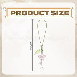 1Pc Flower Alloy Enamel & Lampwork Pendant Decorations&nbsp;AJEW-LP0004-61