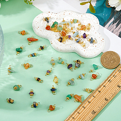 84 個 7 色の天然石コネクタチャーム  304ステンレススチール製金具付き  12~16mm  12個/カラー&nbsp;PALLOY-FH00125