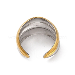 304ステンレススチールオープンカフリング  18KGP本金メッキ＆ステンレススチールカラー  13.5mm  内径：18mm&nbsp;RJEW-K258-08GP-01