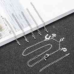 真鍮チェーンエクステンダー  ティアドロップチャーム付き  プラチナ  65~70x3x1.5mm  穴：3x2mm&nbsp;KK-N0086-01P