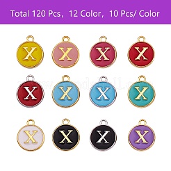120Pcs 12 Colors Golden Plated Alloy Charms&nbsp;ENAM-SZ0001-64X