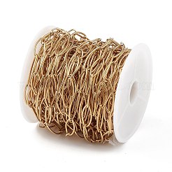 304ステンレススチールホースアイリンクチェーン  溶接されていない  スプールで  ゴールドカラー  15x6.5x1mm  20x7x1mm  約32.81フィート（10m）/ロール&nbsp;CHS-C006-09G